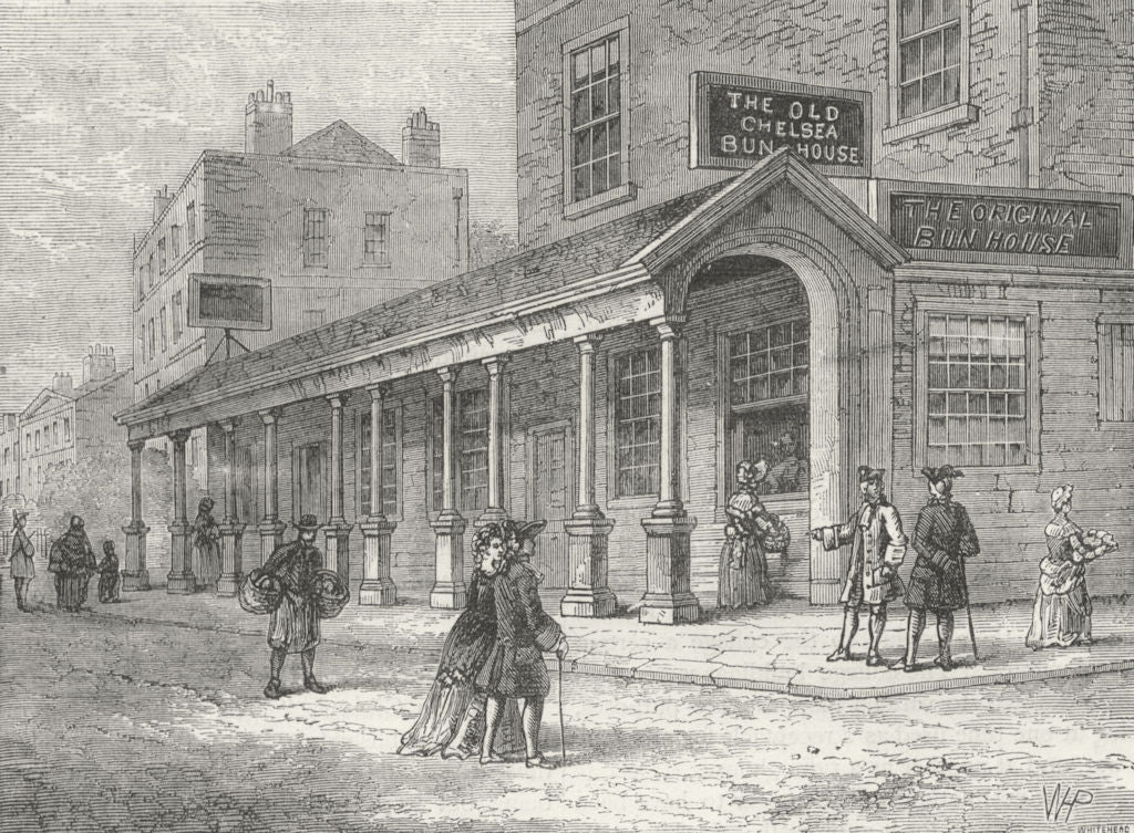 LONDON. Chelsea-Hospital. Bun House, 1810 1880 old antique print picture